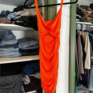 Orange Ruched Women's Dress